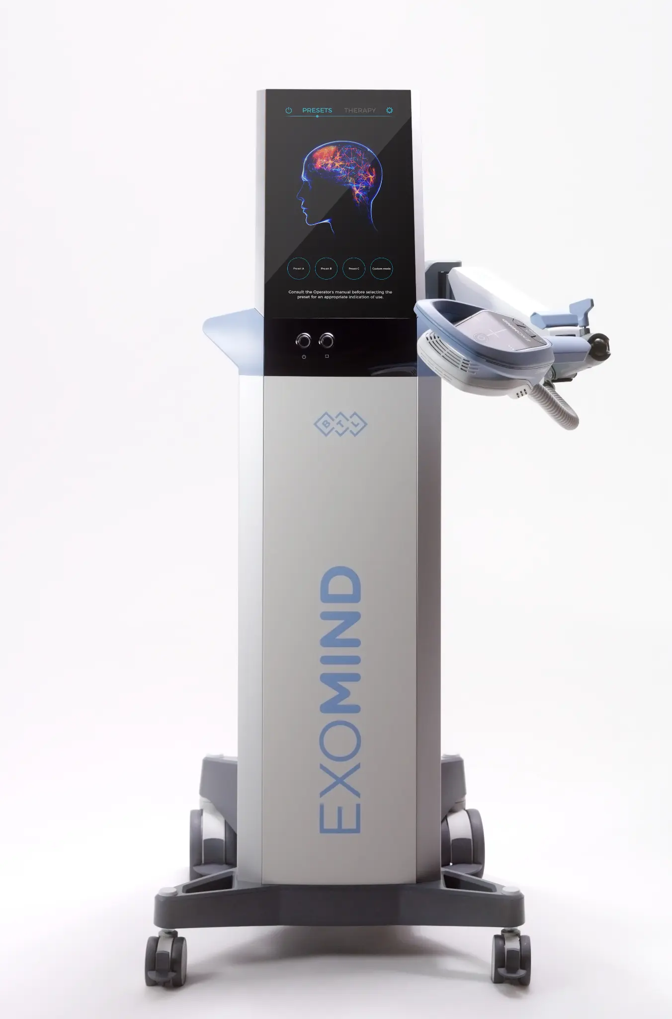 EXOMIND system with its control screen and treatment applicator.